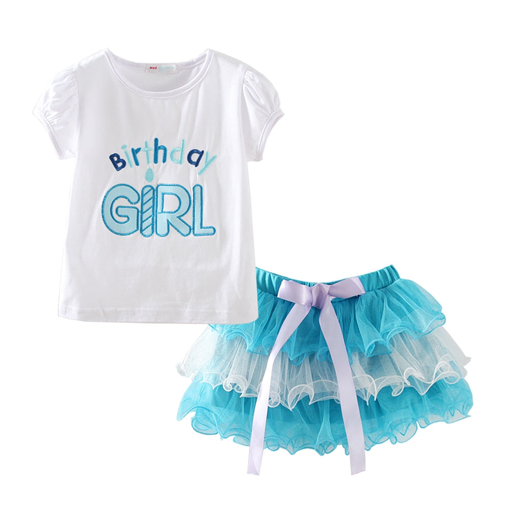 Mudkingdom Girls Birthday Shirt and TUTU Skirt Set for Girl Birthday Party Clothes Kids Rainbow Birthday Suit Summer Colorful