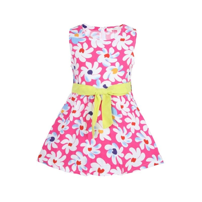 Mudkingdom Summer Girls Dresses Floral Polka Dot Printing Big Bow Sleeveless Dress Little Girl Clothes Kids Fashion Dress Sale