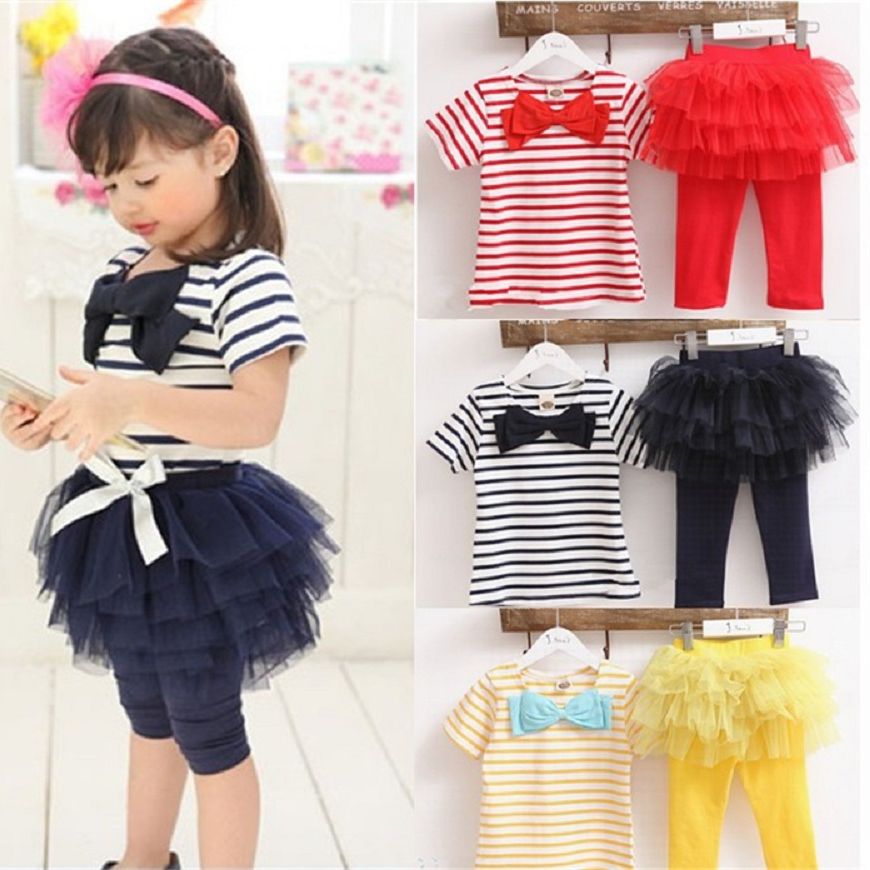 Mudkingdom Summer Toddler Girls Outfits Stripe Bow T-shirt and Tutu Bermuda Shorts for Baby Girl Clothes Suit Kids Short Set