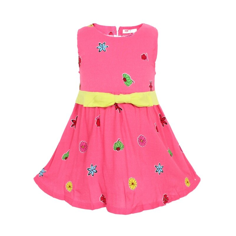 Mudkingdom Summer Girls Dresses Floral Polka Dot Printing Big Bow Sleeveless Dress Little Girl Clothes Kids Fashion Dress Sale