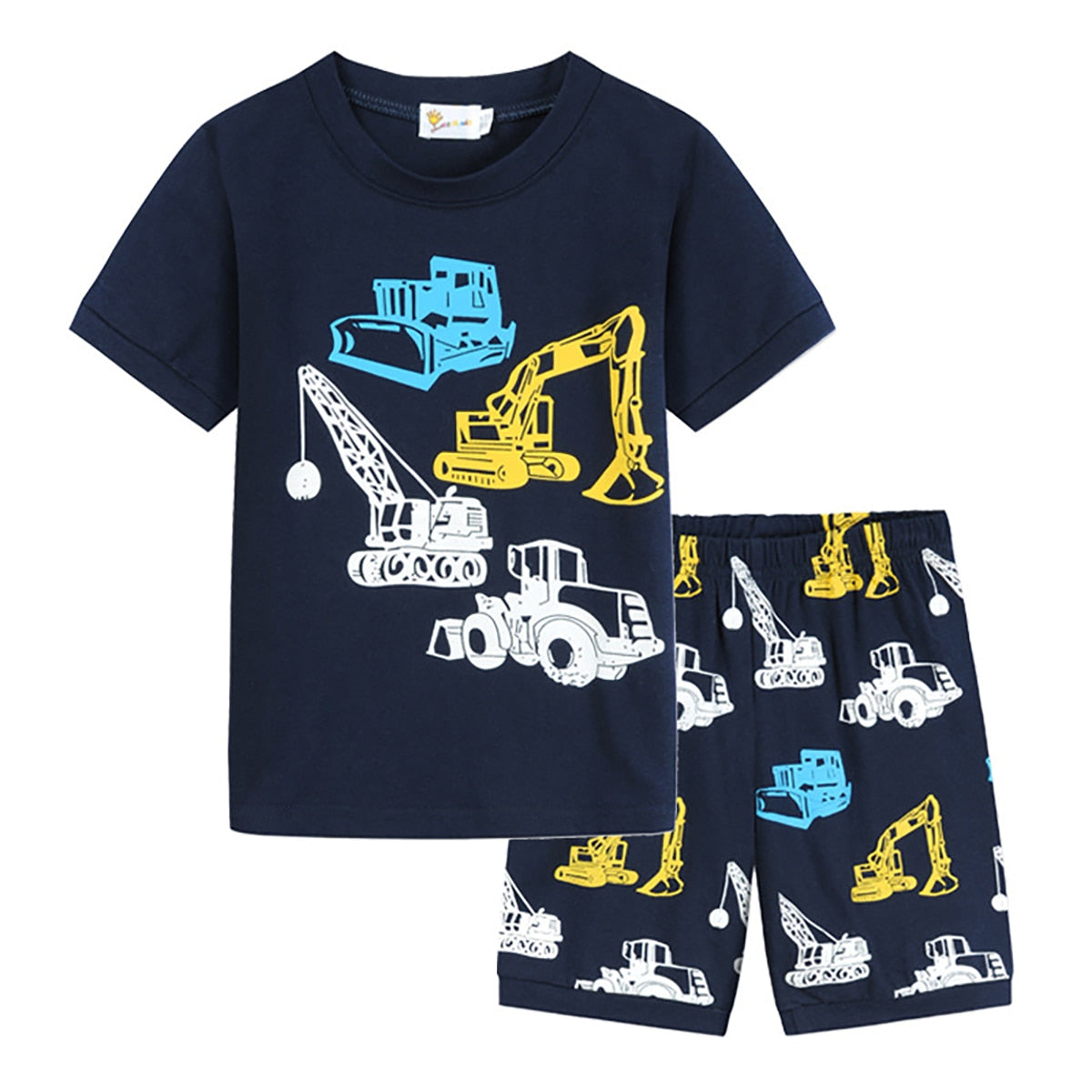 Kids Boys Girl Pajamas Set Toddler Unicorn Fireman Police Loungewear Children Cartoon Excavator Fire Truck Sleepwear Summer 2PCS