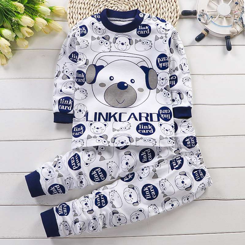 2021 Newborn Kids Boys Girls Pajama Sets Cartoon Long Sleeve Cute T-Shirt Tops with Pants Toddler Baby Autumn Sleeping Clothes