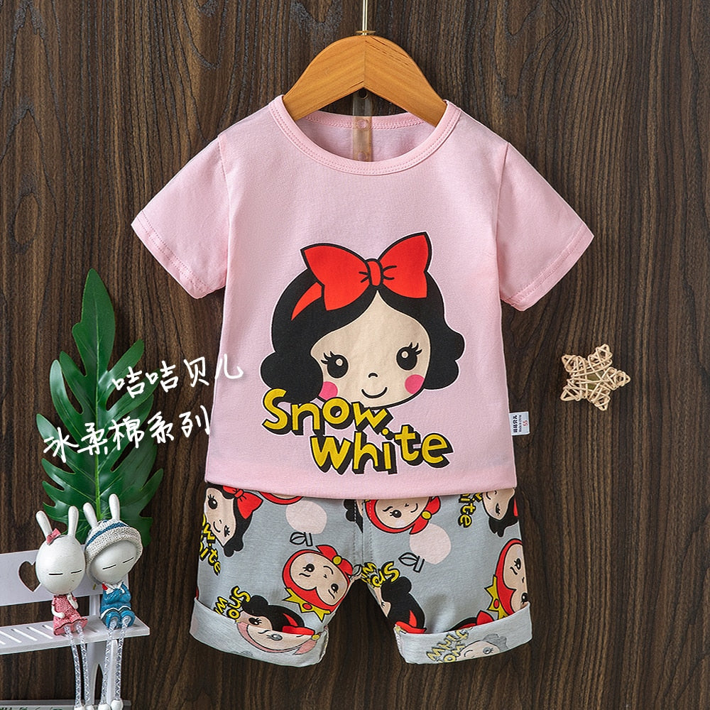 Baby Sleepwear Summer Pajamas Disney Clothing Mickey Mouse Teenage Boy Clothes Shortama Kids Set Marie For Girls Roddler Pjs