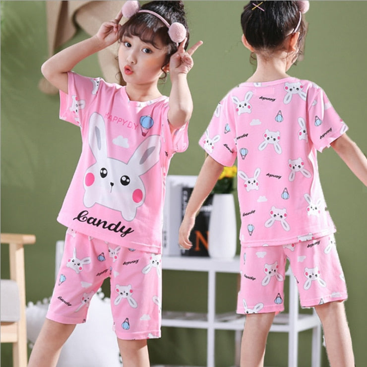 2021 Children Pajamas Set Kids Baby Girl Boys Cartoon Casual Clothing Costume Short Sleeve Children Sleepwear Pajamas Sets