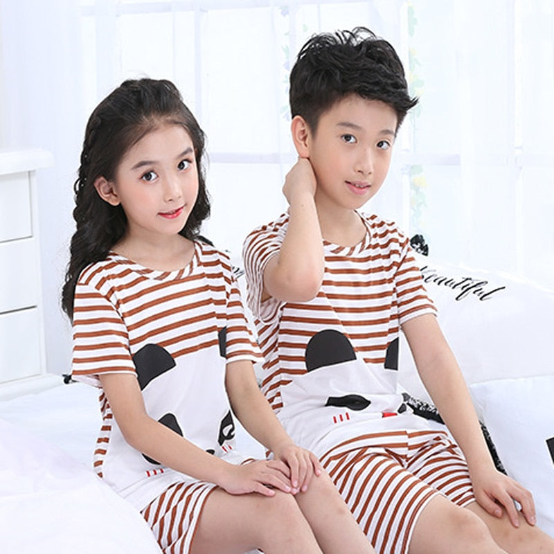 2021 Children Pajamas Set Kids Baby Girl Boys Cartoon Casual Clothing Costume Short Sleeve Children Sleepwear Pajamas Sets