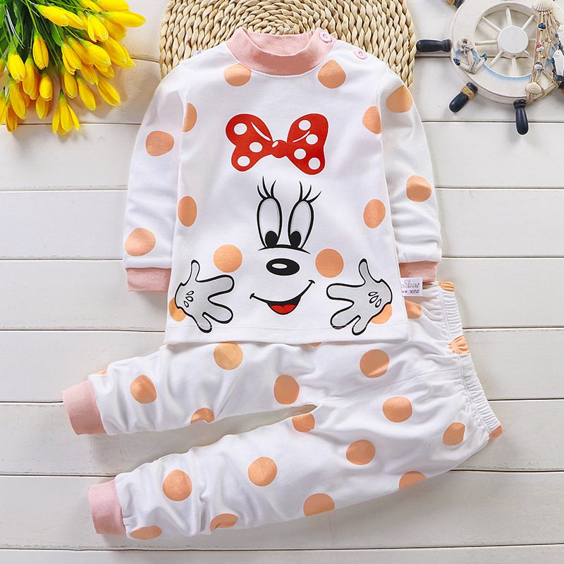 2021 Newborn Kids Boys Girls Pajama Sets Cartoon Long Sleeve Cute T-Shirt Tops with Pants Toddler Baby Autumn Sleeping Clothes