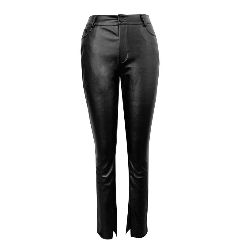 PU Leather Women Gothic Legging High Waist Black Stretch Pencil Pants Club Punk Biker Streetwear Mom Girls 2022 Leggings