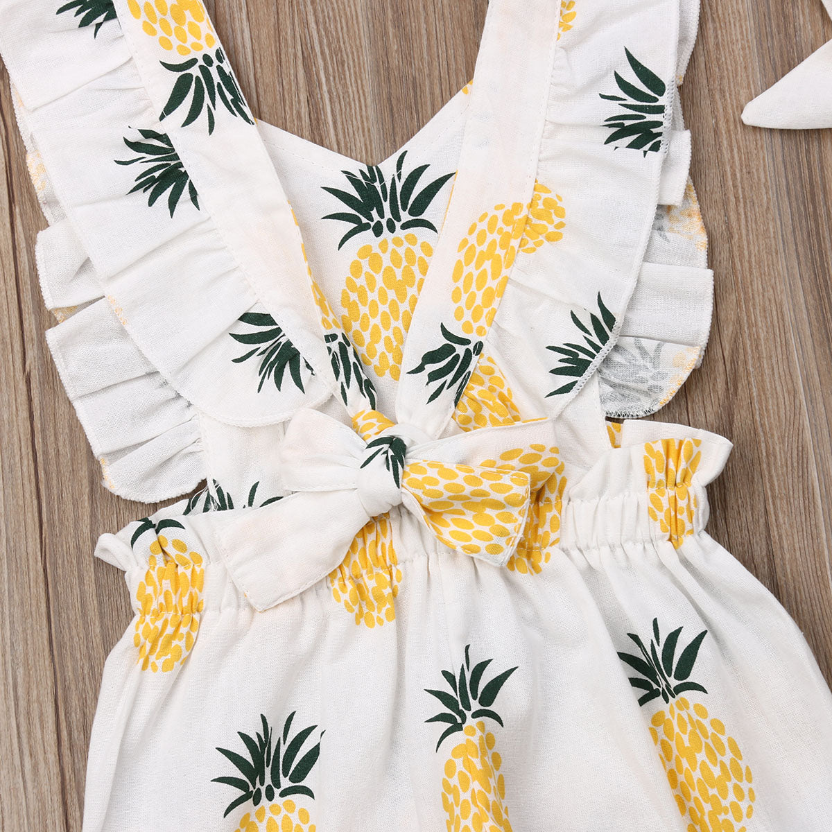 New Baby Girls Clothes Newborn Jumpsuits Toddler Sleeveless Ruffle Pineapple Printed Romper Headband Infant Outfits Clothing