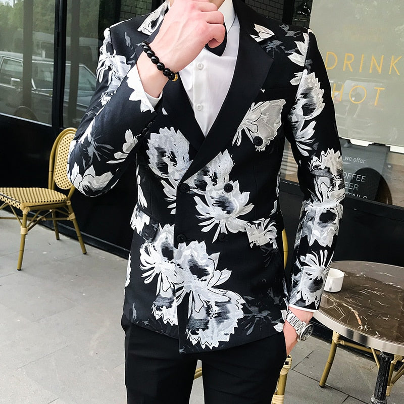 2019 Blazer Hombre Mens Slim Fit Blazer Jacket Business Affairs Printing Single Man&#39;s Suit Loose Coat Chaqueta Hombre Formal