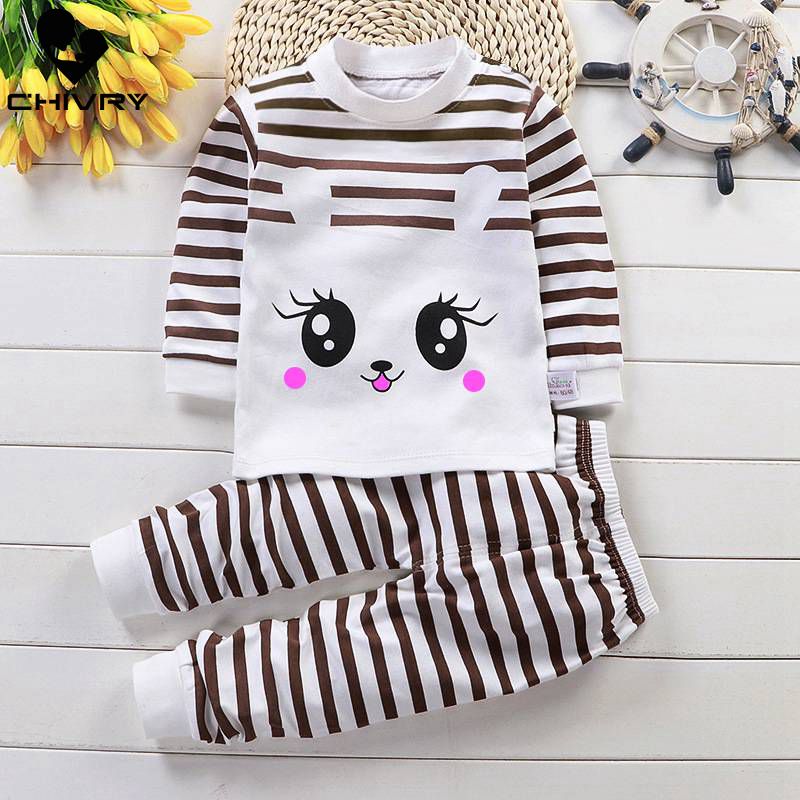 2021 Newborn Kids Boys Girls Pajama Sets Cartoon Long Sleeve Cute T-Shirt Tops with Pants Toddler Baby Autumn Sleeping Clothes