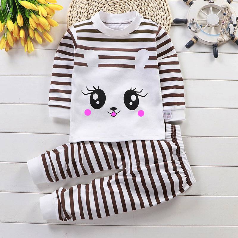 2021 Newborn Kids Boys Girls Pajama Sets Cartoon Long Sleeve Cute T-Shirt Tops with Pants Toddler Baby Autumn Sleeping Clothes