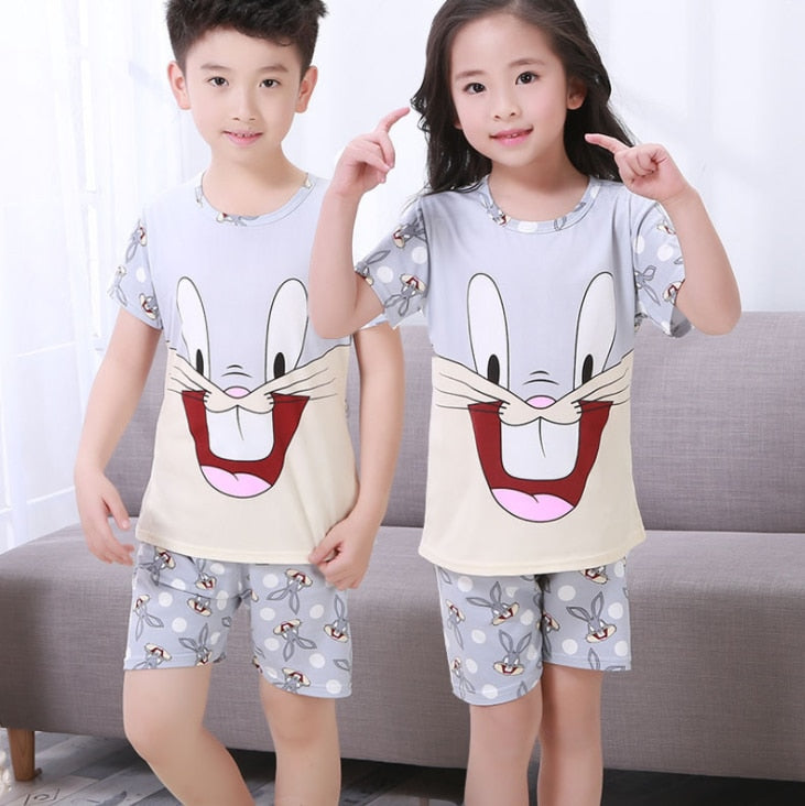 2021 Children Pajamas Set Kids Baby Girl Boys Cartoon Casual Clothing Costume Short Sleeve Children Sleepwear Pajamas Sets