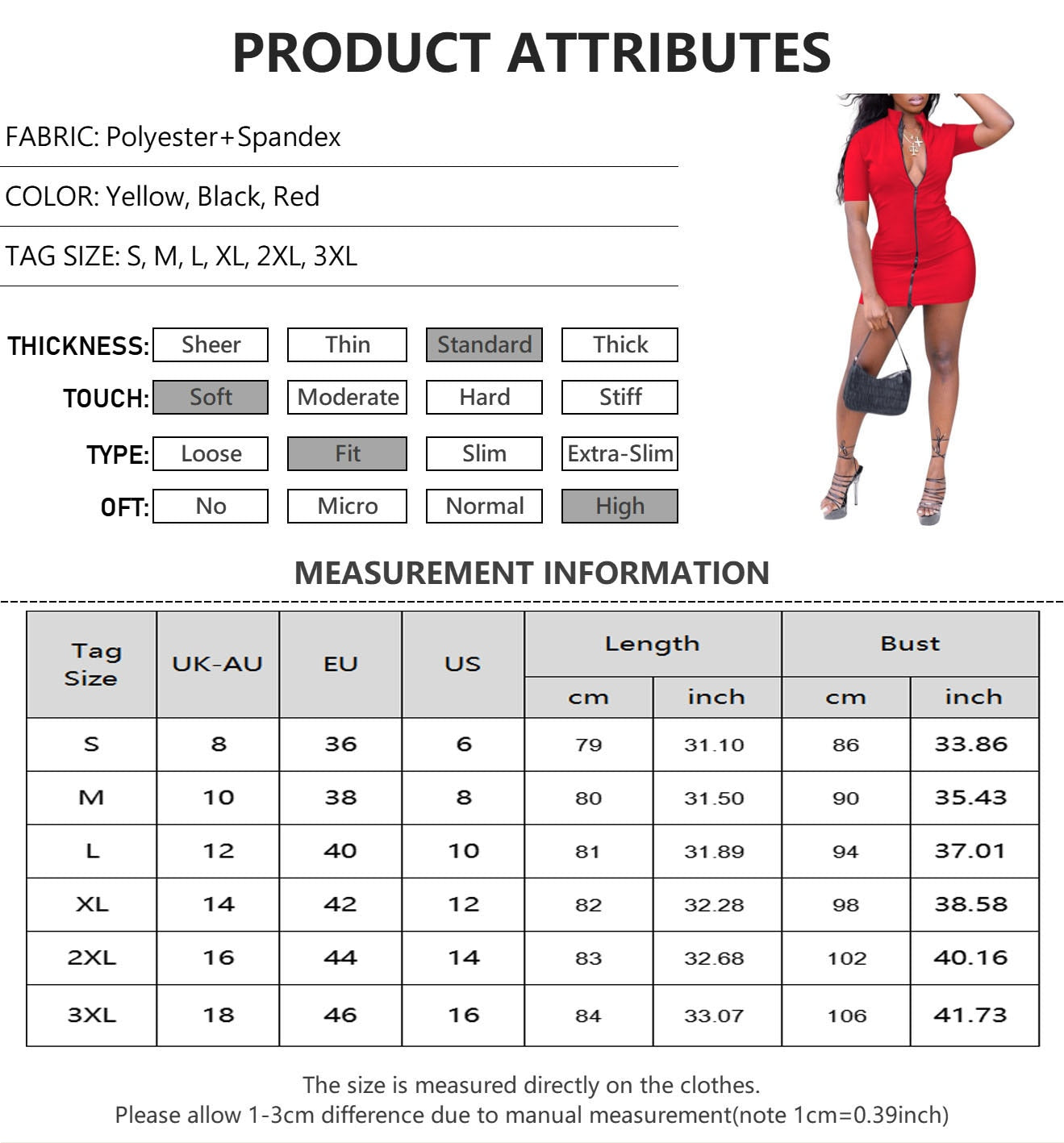 Sport Style Office Women Zipper Dress Spring Half-high Collar Hip Ladies Dress Fashion Female Long Sleeve Elastic Waist Vestidos