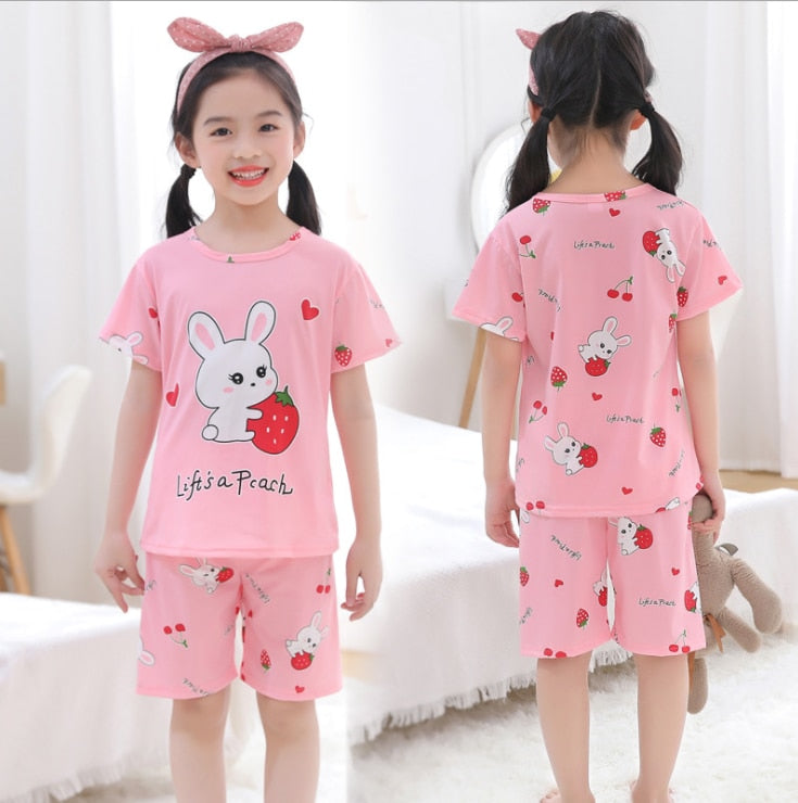 2021 Children Pajamas Set Kids Baby Girl Boys Cartoon Casual Clothing Costume Short Sleeve Children Sleepwear Pajamas Sets