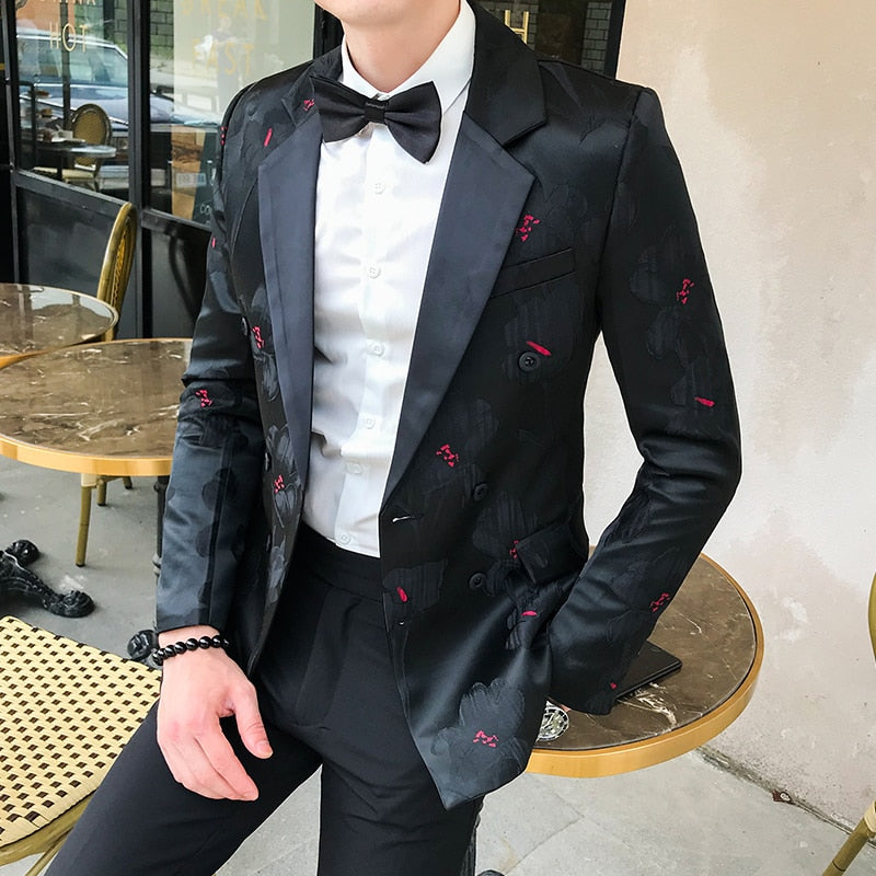 2019 Blazer Hombre Mens Slim Fit Blazer Jacket Business Affairs Printing Single Man&#39;s Suit Loose Coat Chaqueta Hombre Formal