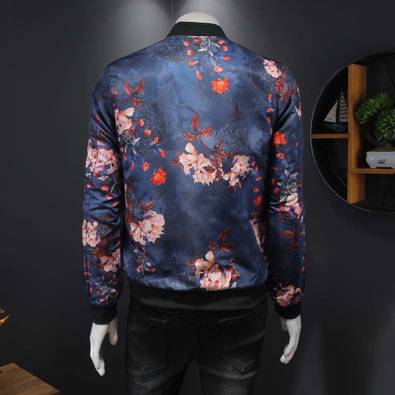 2021 Royal Men Casual Coats Windbreaker Clothes Streetwear Social Mens High Quality Jacket Luxury Floral Print Bomber Jacket Men