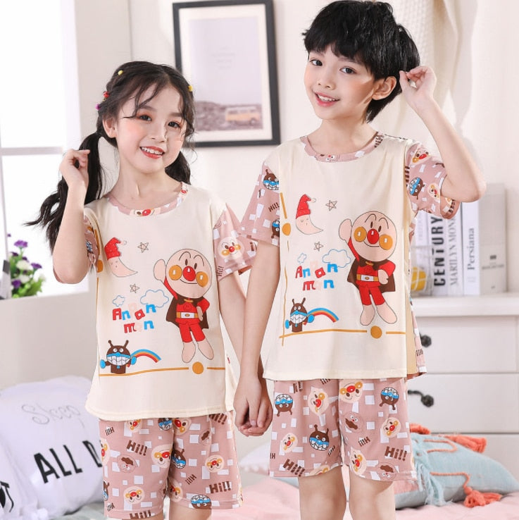 2021 Children Pajamas Set Kids Baby Girl Boys Cartoon Casual Clothing Costume Short Sleeve Children Sleepwear Pajamas Sets