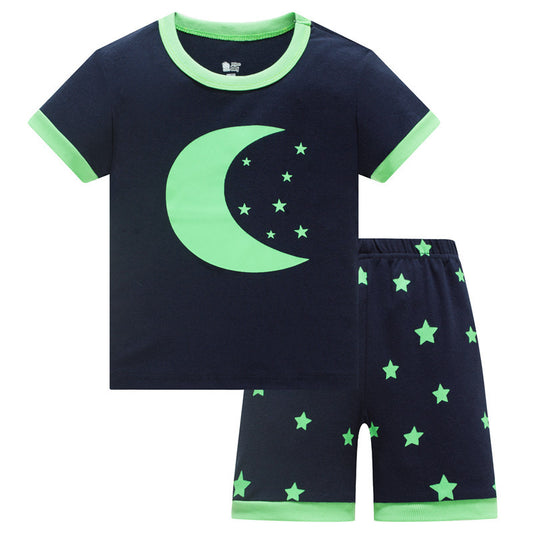 Kids Pajamas Set Summer Children Short Sleeve Sleepwear Rocket Boys Cartoon Pyjamas Clothing Nightwears Set