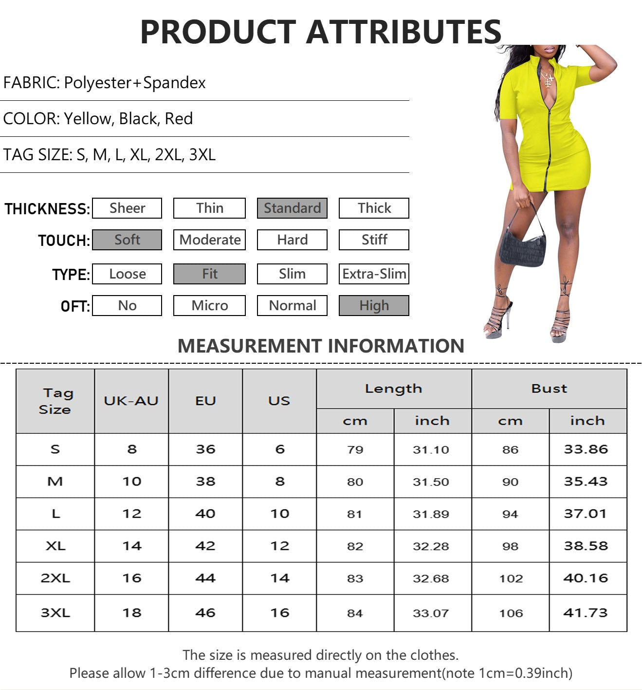 Sport Style Office Women Zipper Dress Spring Half-high Collar Hip Ladies Dress Fashion Female Long Sleeve Elastic Waist Vestidos