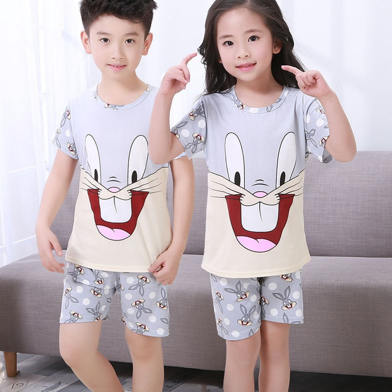 2021 Children Pajamas Set Kids Baby Girl Boys Cartoon Casual Clothing Costume Short Sleeve Children Sleepwear Pajamas Sets