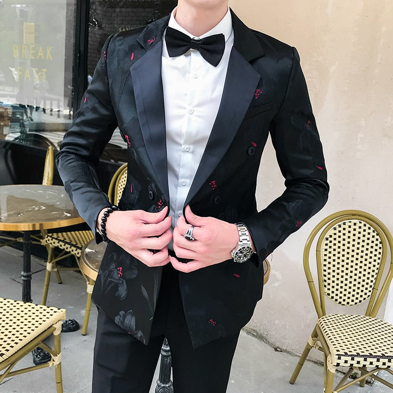 2019 Blazer Hombre Mens Slim Fit Blazer Jacket Business Affairs Printing Single Man&#39;s Suit Loose Coat Chaqueta Hombre Formal