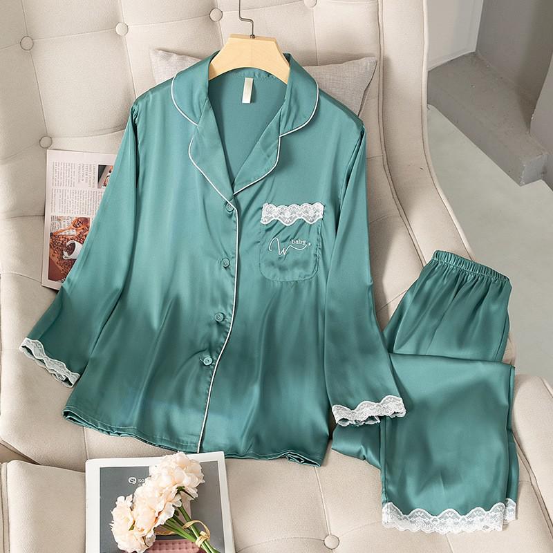 Satin Pajamas Set - Silk Women Sleepwear Shirt&amp