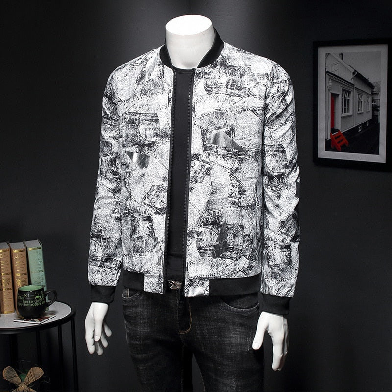 Male Jacket Print Men Floral Jacket Jaqueta Masculina Slim Fit Bomber Print Jacket Men Vintage Jacket Men Club Outfit Men 5xl