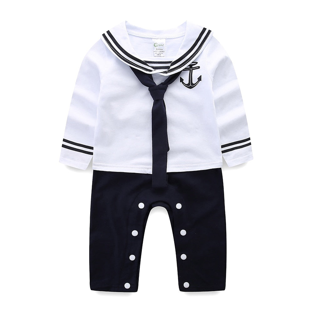 Mudkingdom Baby Boys Rompers Cotton Long Sleeve Sailor Style and Hat 2Pcs Jumpsuit for Kids Clothes Baby Clothing Fashion