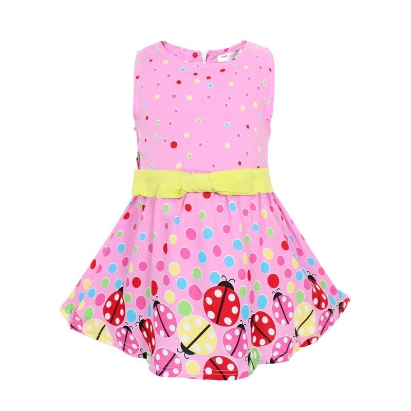 Mudkingdom Summer Girls Dresses Floral Polka Dot Printing Big Bow Sleeveless Dress Little Girl Clothes Kids Fashion Dress Sale