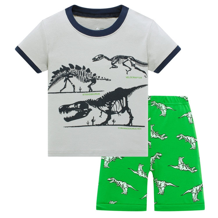 Kids Pajamas Set Summer Children Short Sleeve Sleepwear Rocket Boys Cartoon Pyjamas Clothing Nightwears Set