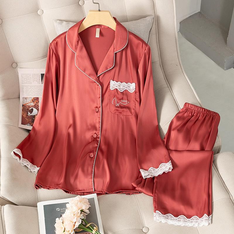 Satin Pajamas Set - Silk Women Sleepwear Shirt&amp