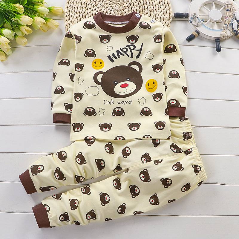 2021 Newborn Kids Boys Girls Pajama Sets Cartoon Long Sleeve Cute T-Shirt Tops with Pants Toddler Baby Autumn Sleeping Clothes