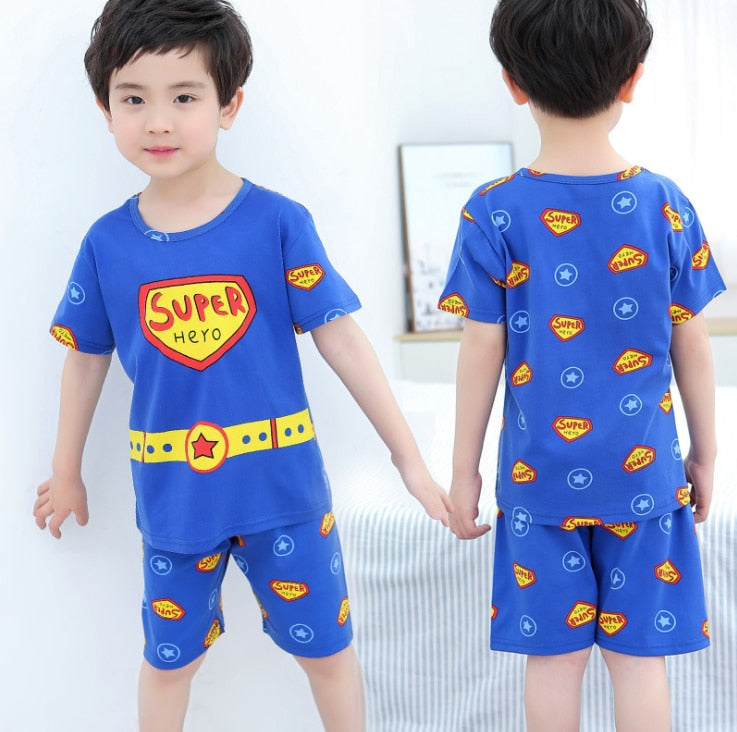 2021 Children Pajamas Set Kids Baby Girl Boys Cartoon Casual Clothing Costume Short Sleeve Children Sleepwear Pajamas Sets