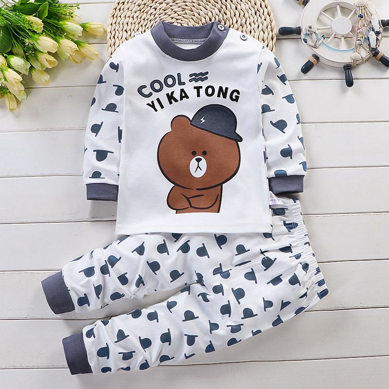 2021 Newborn Kids Boys Girls Pajama Sets Cartoon Long Sleeve Cute T-Shirt Tops with Pants Toddler Baby Autumn Sleeping Clothes