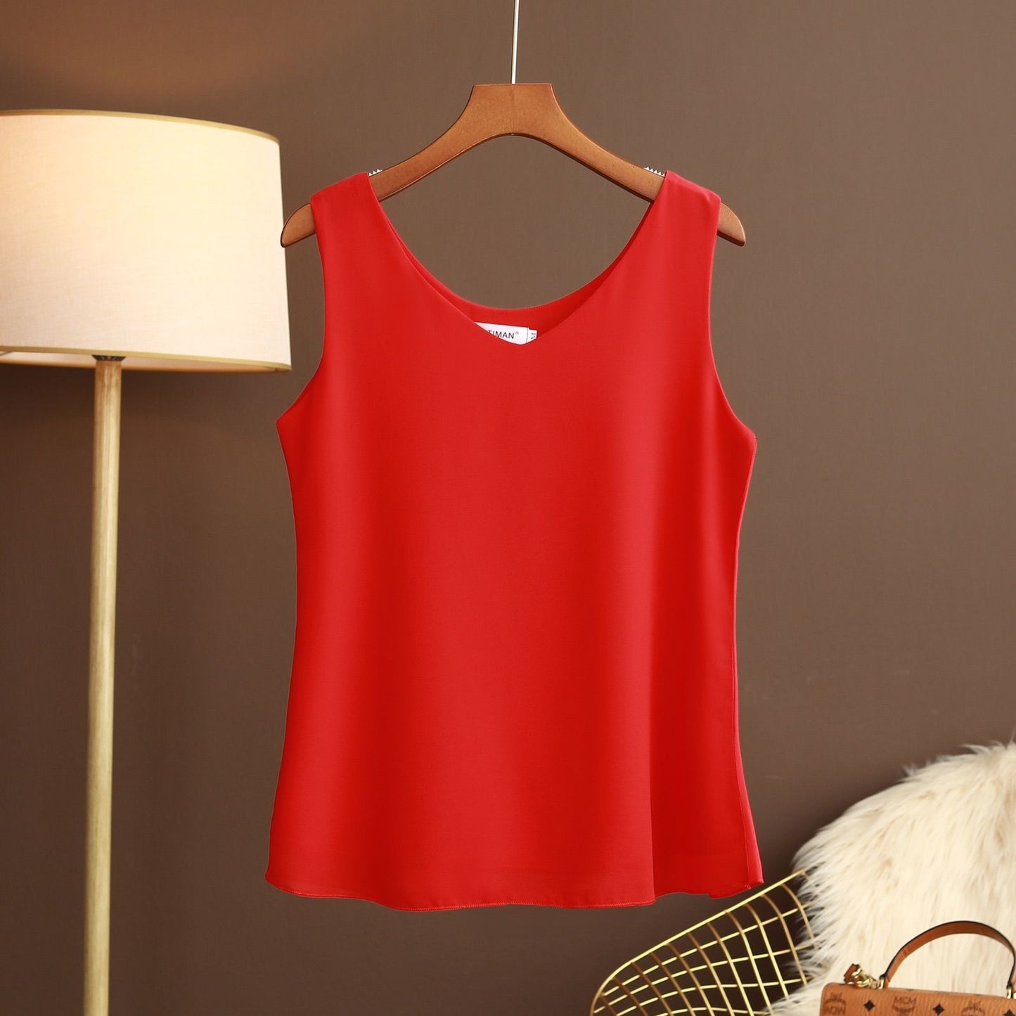 2022 New Summer Women Blouse Loose V-Neck Chiffon Shirt Female Sleeveless Blouse Oversize Shirts women tops and blouses Top