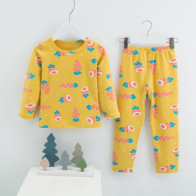 Menoea 2021 Spring Winter Children Cartoon Really Cotton Lining Underwear Set Children&#39;s Warm Home Pajamas Suits New Arrivals