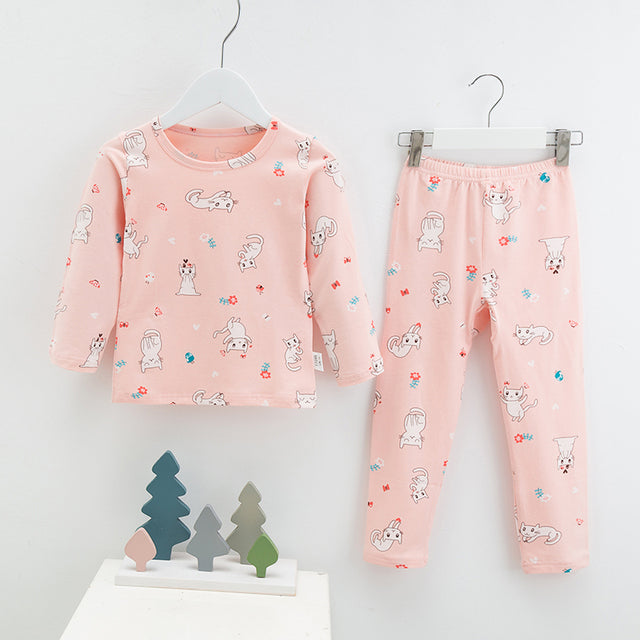 Menoea 2021 Spring Winter Children Cartoon Really Cotton Lining Underwear Set Children&#39;s Warm Home Pajamas Suits New Arrivals