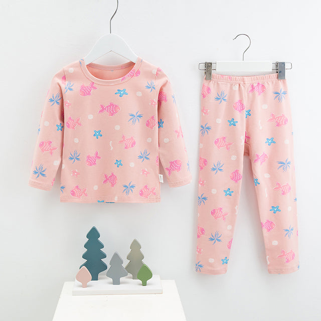 Menoea 2021 Spring Winter Children Cartoon Really Cotton Lining Underwear Set Children&#39;s Warm Home Pajamas Suits New Arrivals