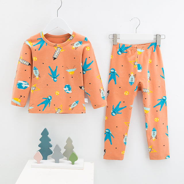 Menoea 2021 Spring Winter Children Cartoon Really Cotton Lining Underwear Set Children&#39;s Warm Home Pajamas Suits New Arrivals