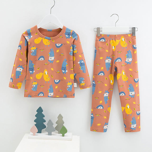 Menoea 2021 Spring Winter Children Cartoon Really Cotton Lining Underwear Set Children&#39;s Warm Home Pajamas Suits New Arrivals