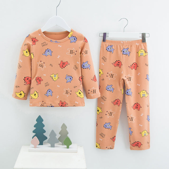 Menoea 2021 Spring Winter Children Cartoon Really Cotton Lining Underwear Set Children&#39;s Warm Home Pajamas Suits New Arrivals