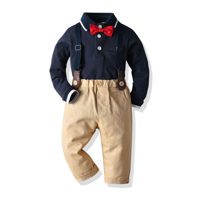 Menoea   Boys Clothing Sets 2020 New Autumn Kids Baby Suspender Clothes Toddler Baby Bowtie Suits Party Costumes Cute Outfits