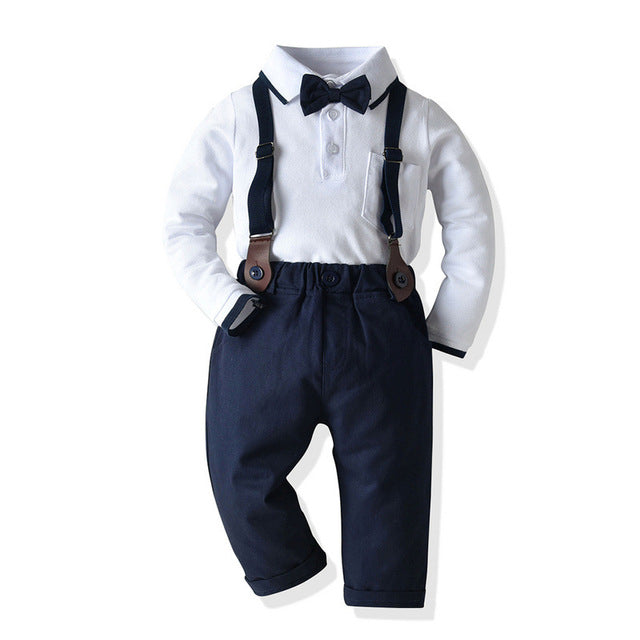 Menoea   Boys Clothing Sets 2020 New Autumn Kids Baby Suspender Clothes Toddler Baby Bowtie Suits Party Costumes Cute Outfits