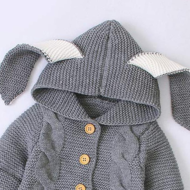 Spring Baby Sweater Romper Children Autumn Long Sleeve Romper Girl Rabbit Ears Cartoon Sweater Boys Solid Knitted Clothes