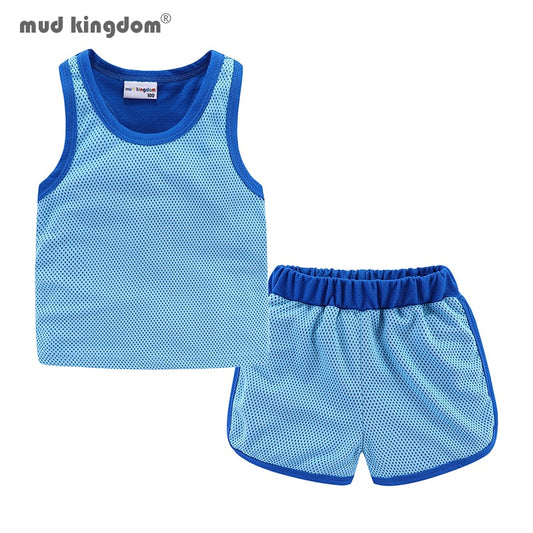 Mudkingdom Girls Boys Sports Outfits Solid Sleeveless Tank Tops and Shorts Set for Kids Clothes T-Shirts Suit Summer Clothing