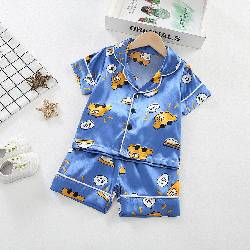 Satin Silk Pajamas -Cartoon Sleepwear