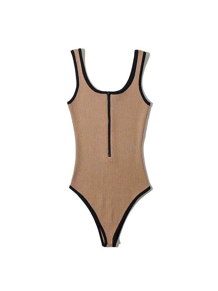 Zipper Bodysuit Sexy Bodysuit Women&#39;s Fashion Bodycon Body Basic Top Sleeveless Summer Bodysuit Jumpsuit One Piece Dropshipping