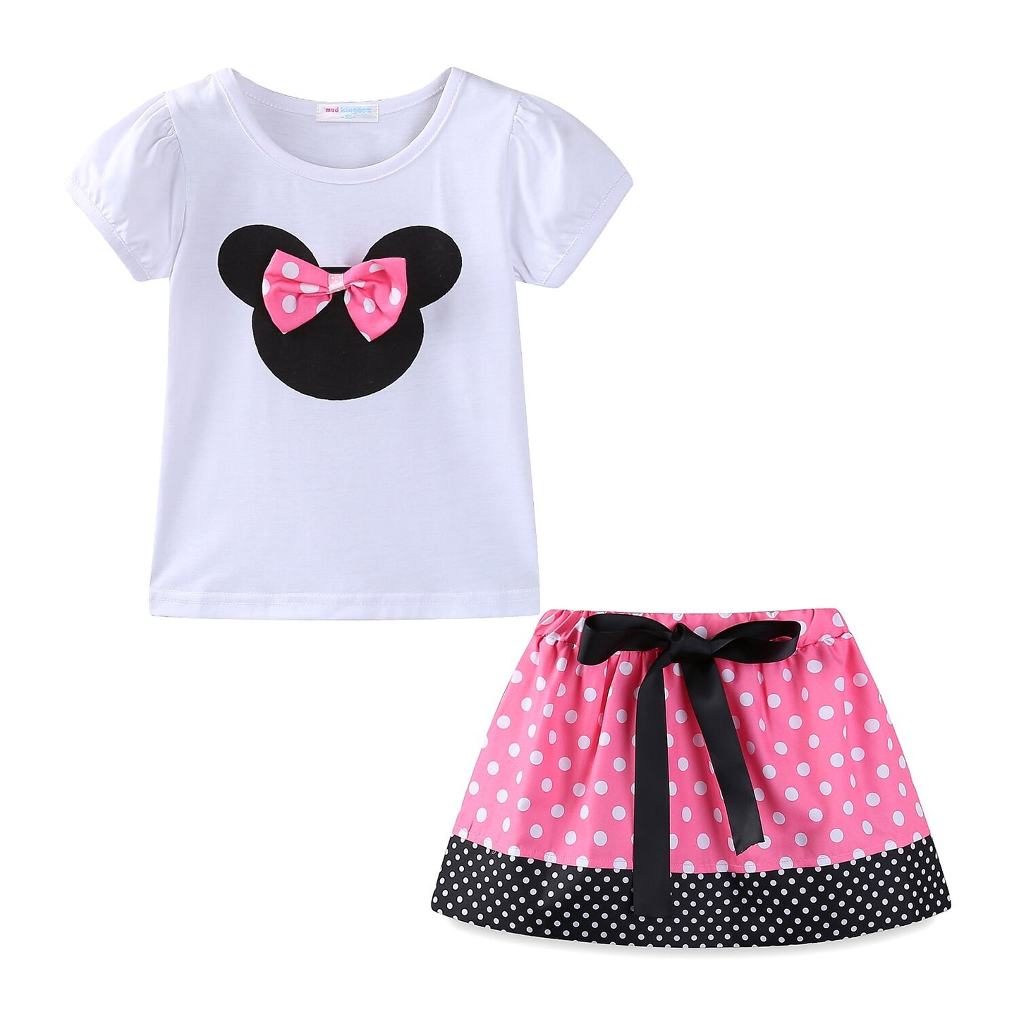 Mudkingdom Little Girls Set Cute Polka Dot Long Sleeve Cotton Tops and Skirt Suit for Girl Outfits Toddler Clothes Spring Autumn