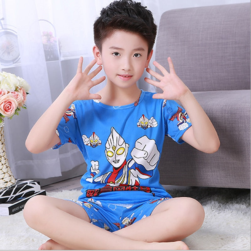 2021 Children Pajamas Set Kids Baby Girl Boys Cartoon Casual Clothing Costume Short Sleeve Children Sleepwear Pajamas Sets