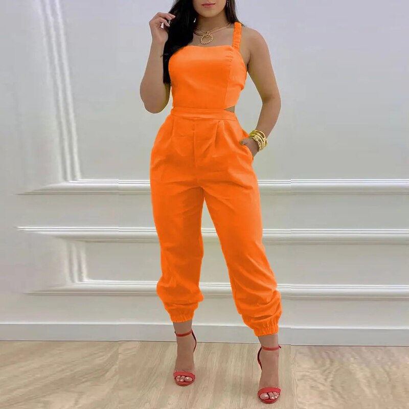 Retro Pattern Print Office Women Jumpsuits Summer Sexy Criss-cross Bow Party Romper Summer Sleeveless Pockets Suspender Overalls